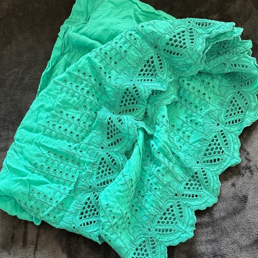 Vibrant Green Eyelet Skirt